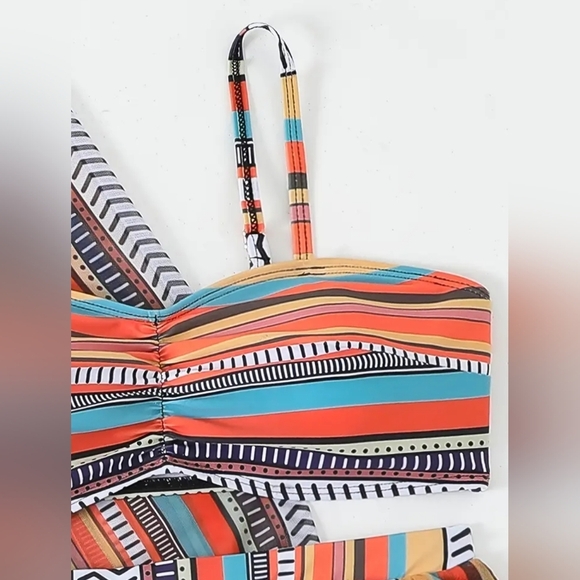 2/$50 NEW Colorful Striped Preppy Summer Tribal Patchwork Swim Set(#1,411) - Picture 4 of 6